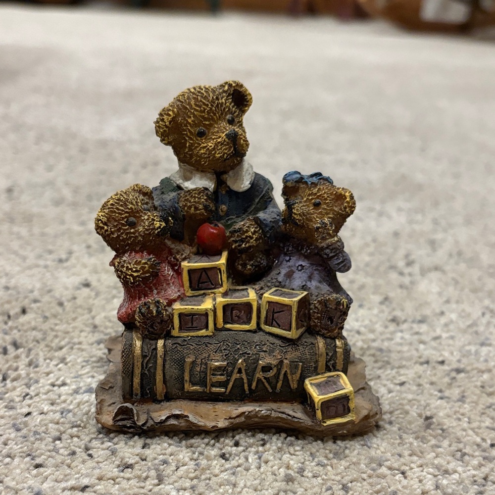 Charming Bear Family Figurine with Blocks